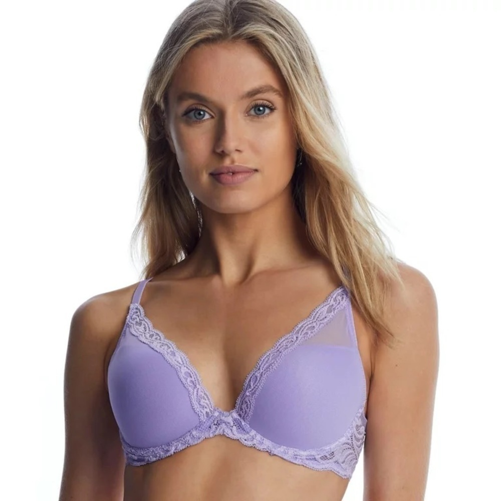Natori Feathers Contour Plunge Bra Violet Tulip Size 36B
